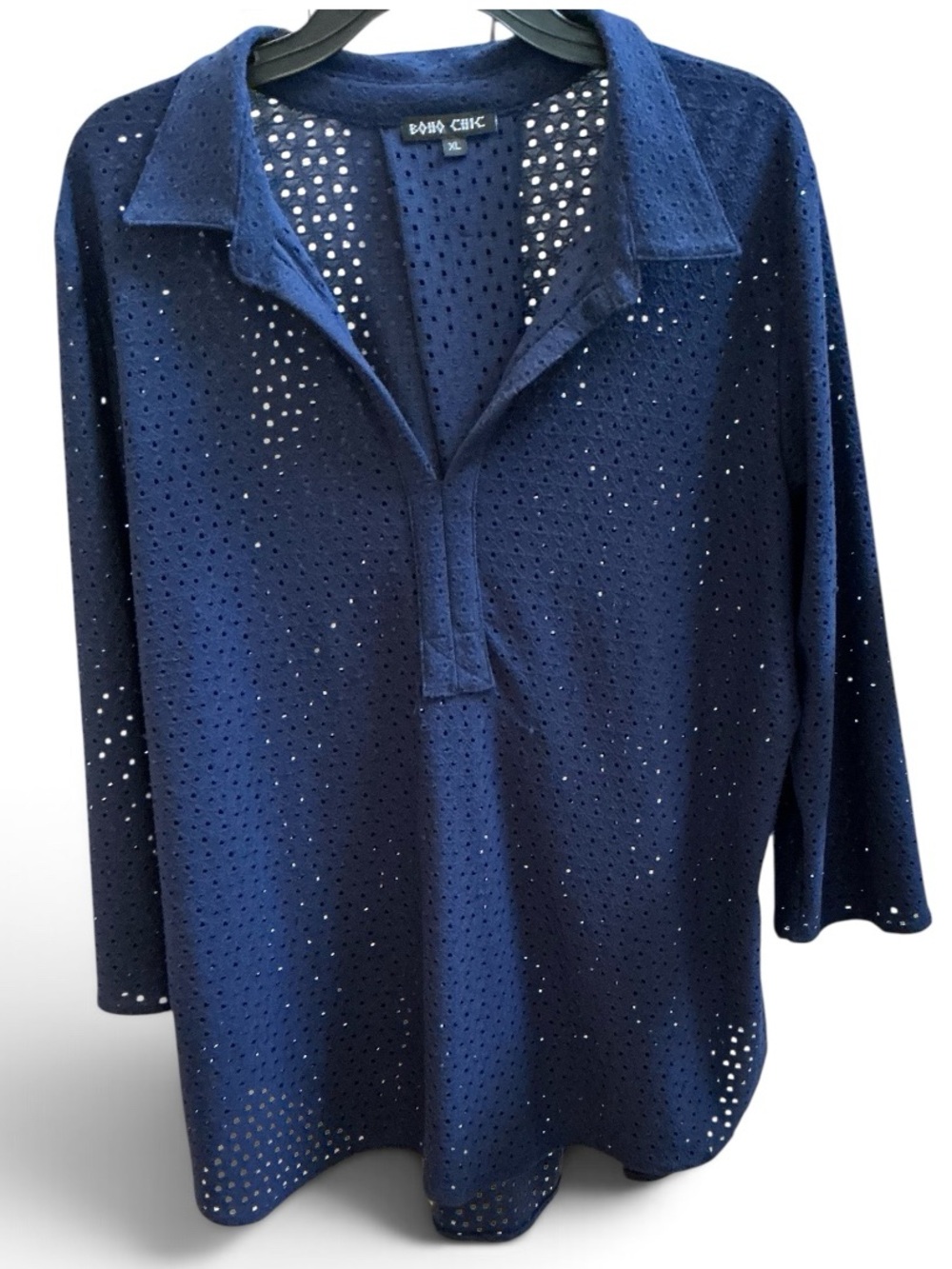 Boho Chic Perforated Tunic Top